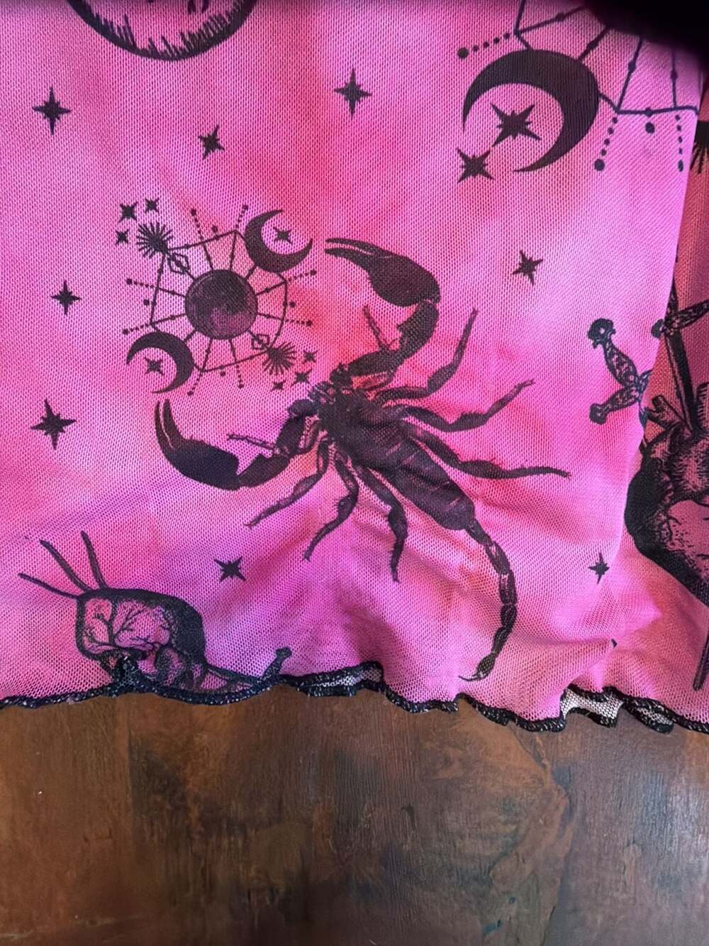 Horoscopez Pink Mesh Long Sleeve Mini Dress Size S - Picture 3 of 4